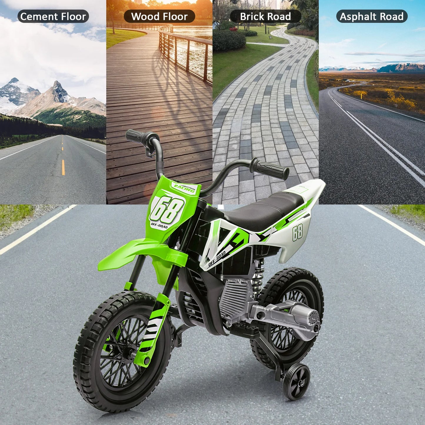 HiMISS 12v Kids Electric Dirt Bike with Training Wheels