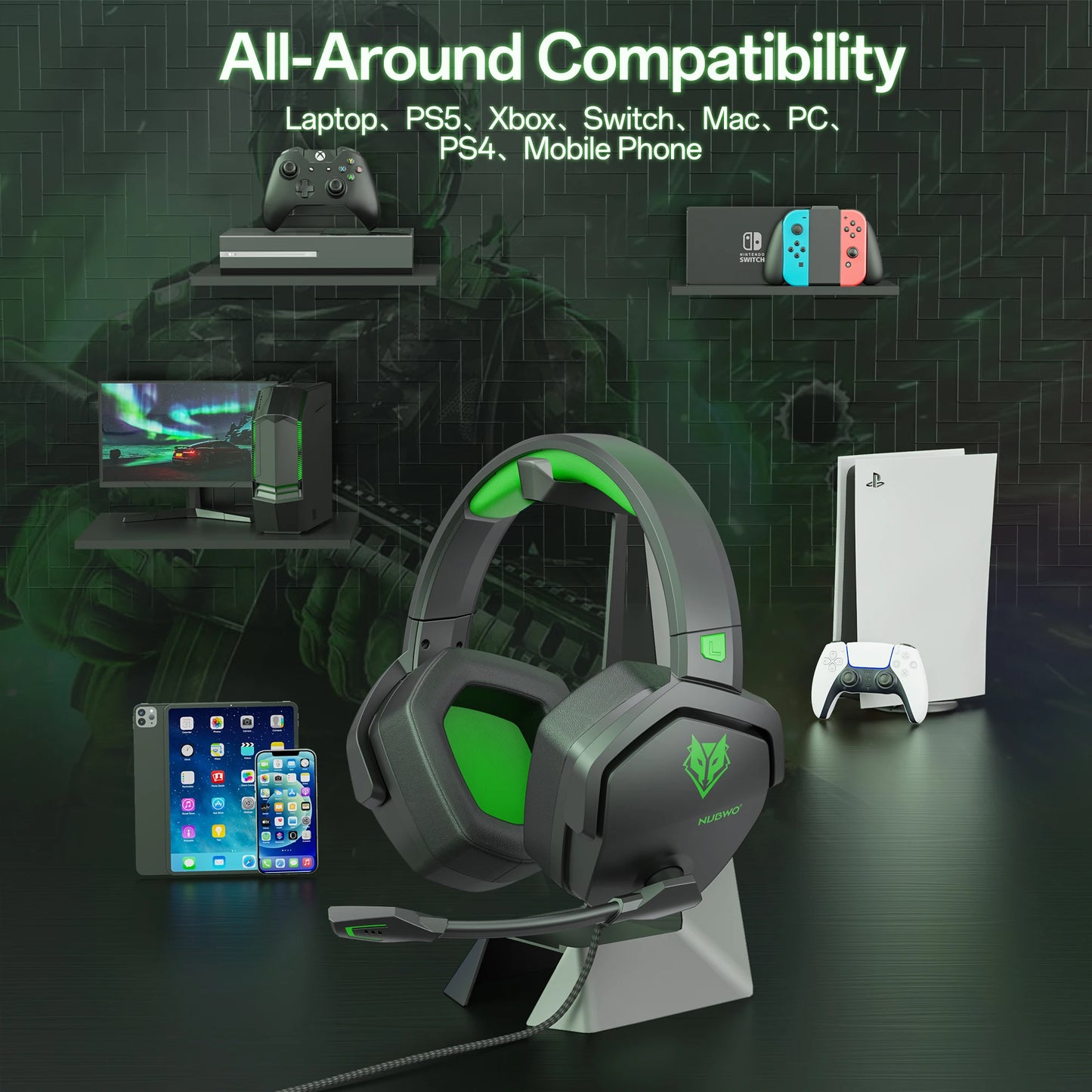 NUBWO N16 Gaming Headset - Noise Canceling Mic, Stereo Sound