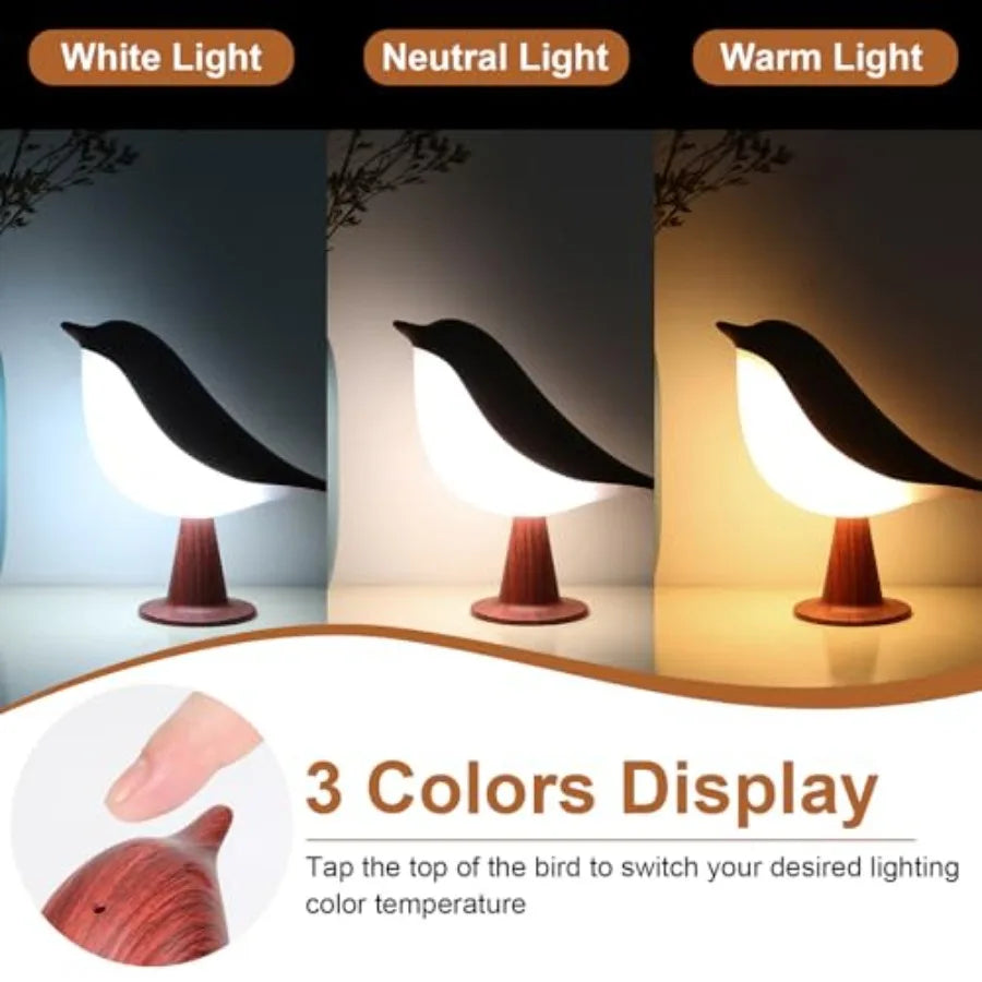 Bird Desk Lamp, Small Table Lamp Cordless Touch Dimmable Night Light