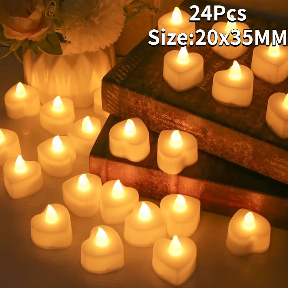 Yeahmart 12/24Pcs Flickering LED Candles Electric Flameless