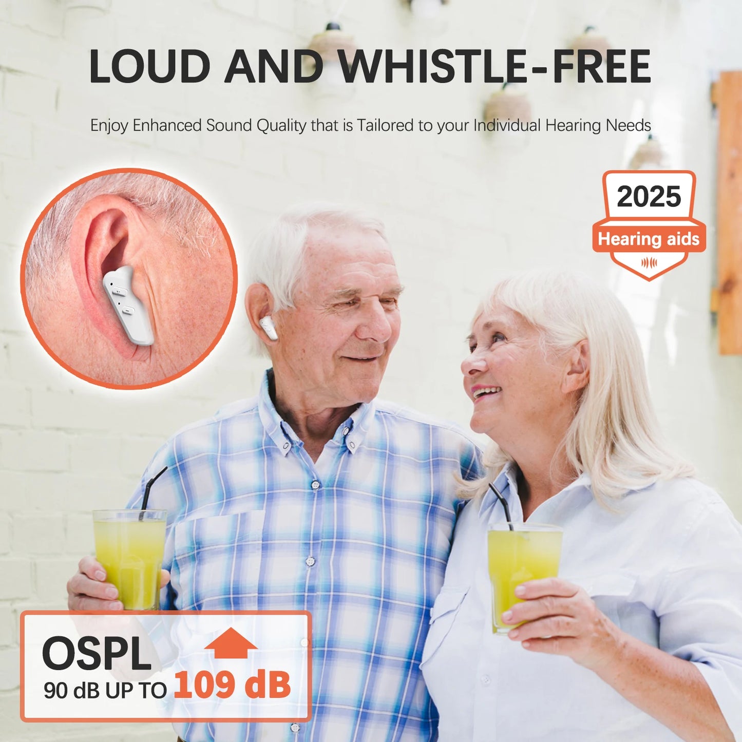 JINGHAO 1 Pair Rechargeable Hearing Aids Auto On/Off