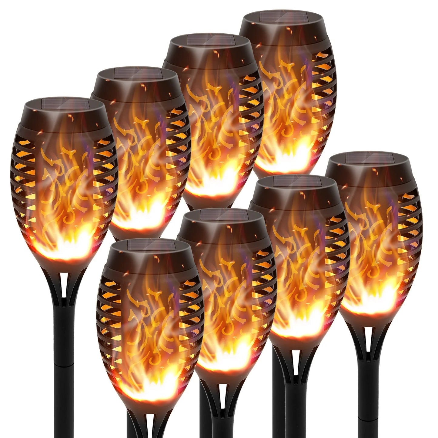 4/6/8/12Pcs Solar Flame Torch Light LED Flickering Outdoor