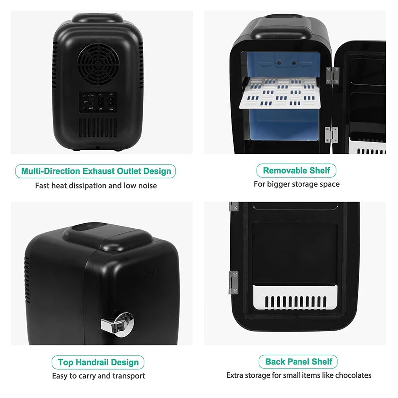 Crownful 4L Mini Fridge 110V 220V  Refrigerator AC/DC Car Mini Fridge