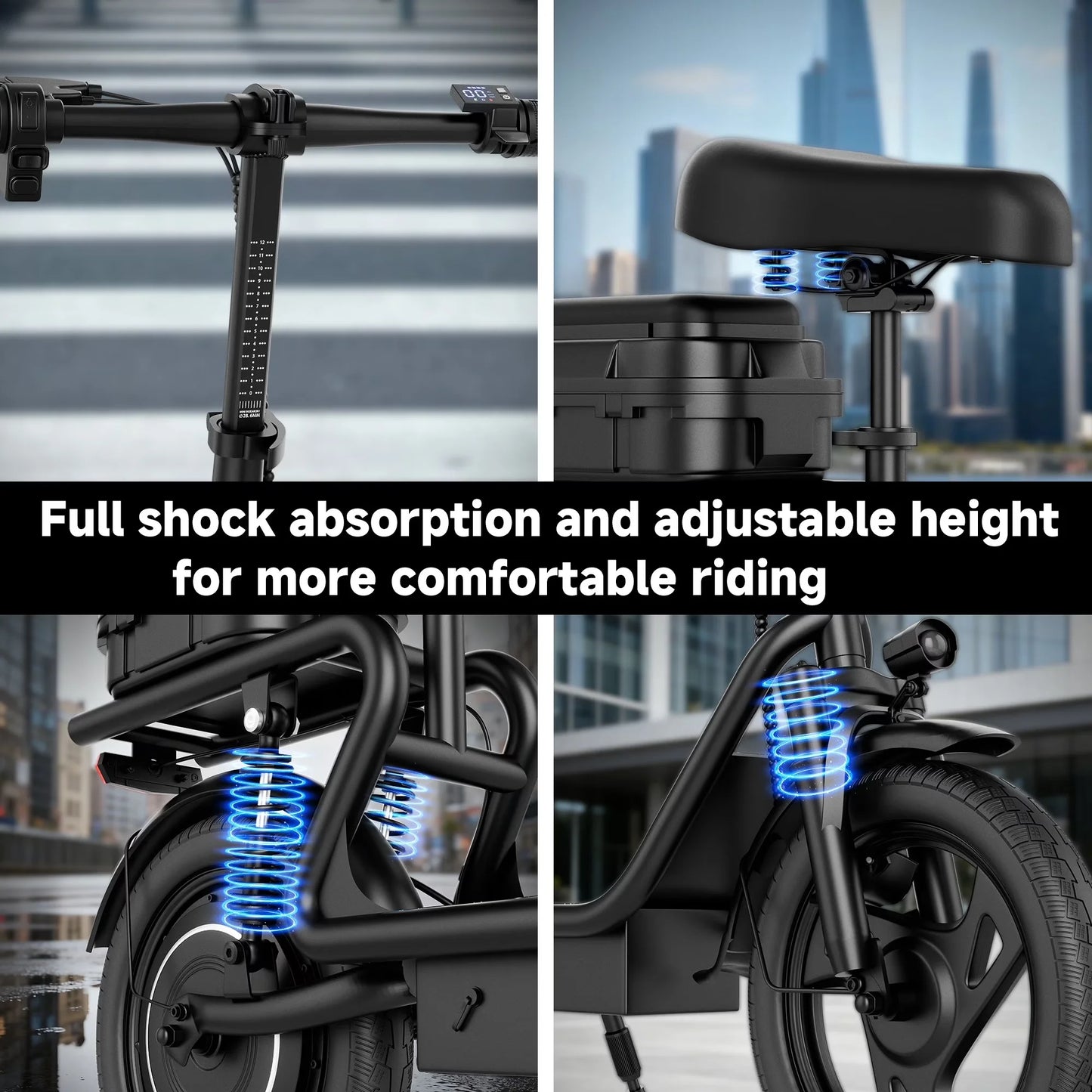14'' Electric Scooter for Adults with Seat
