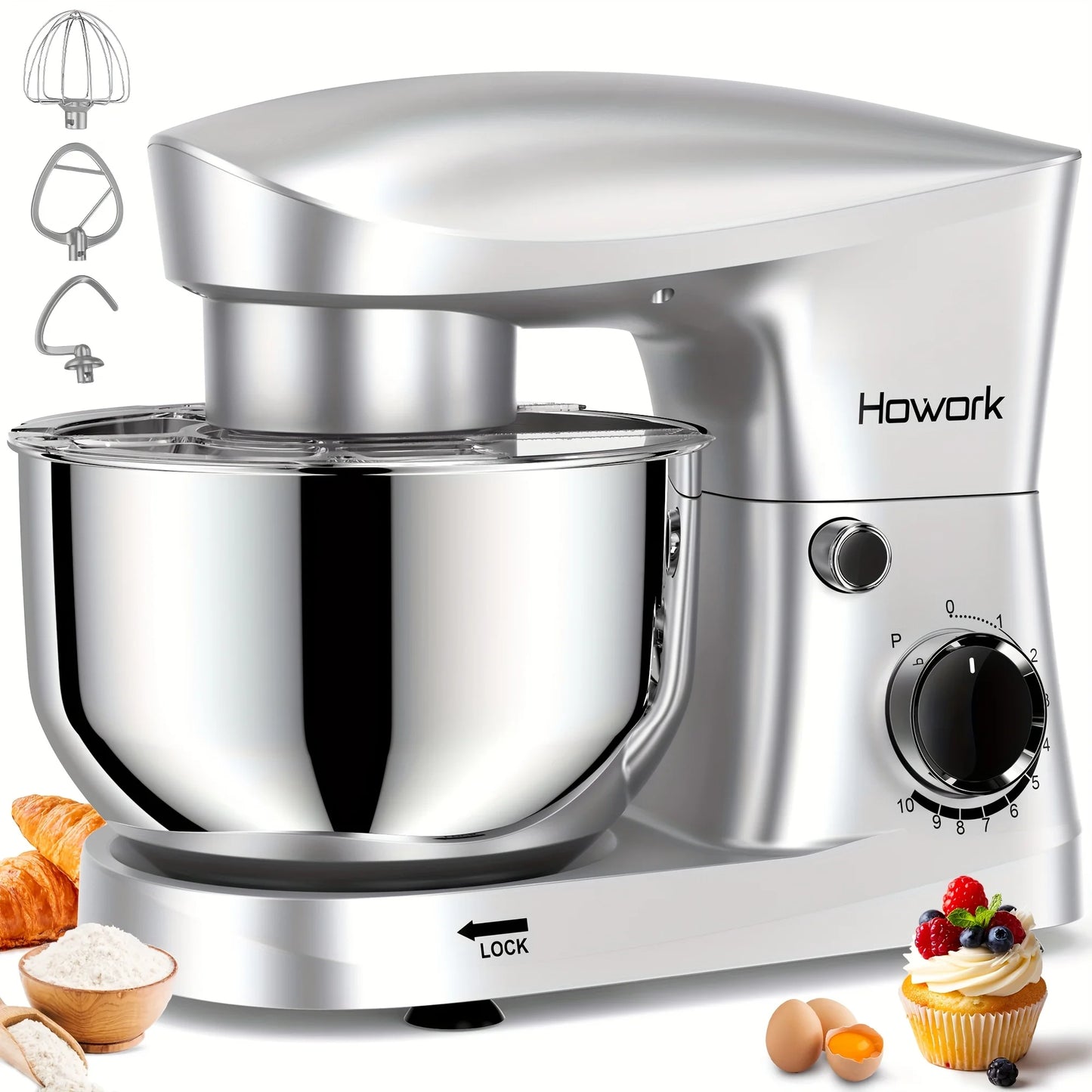 Howork 350W 10-Speed Electric Stand Mixer 5QT