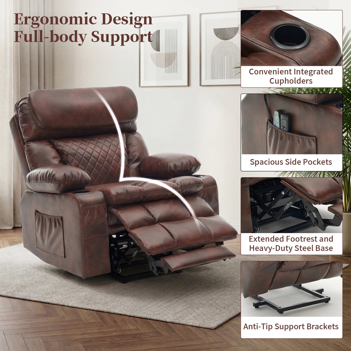 Redlife Oversized Dual Motor Power Lift Recliner for Seniors
