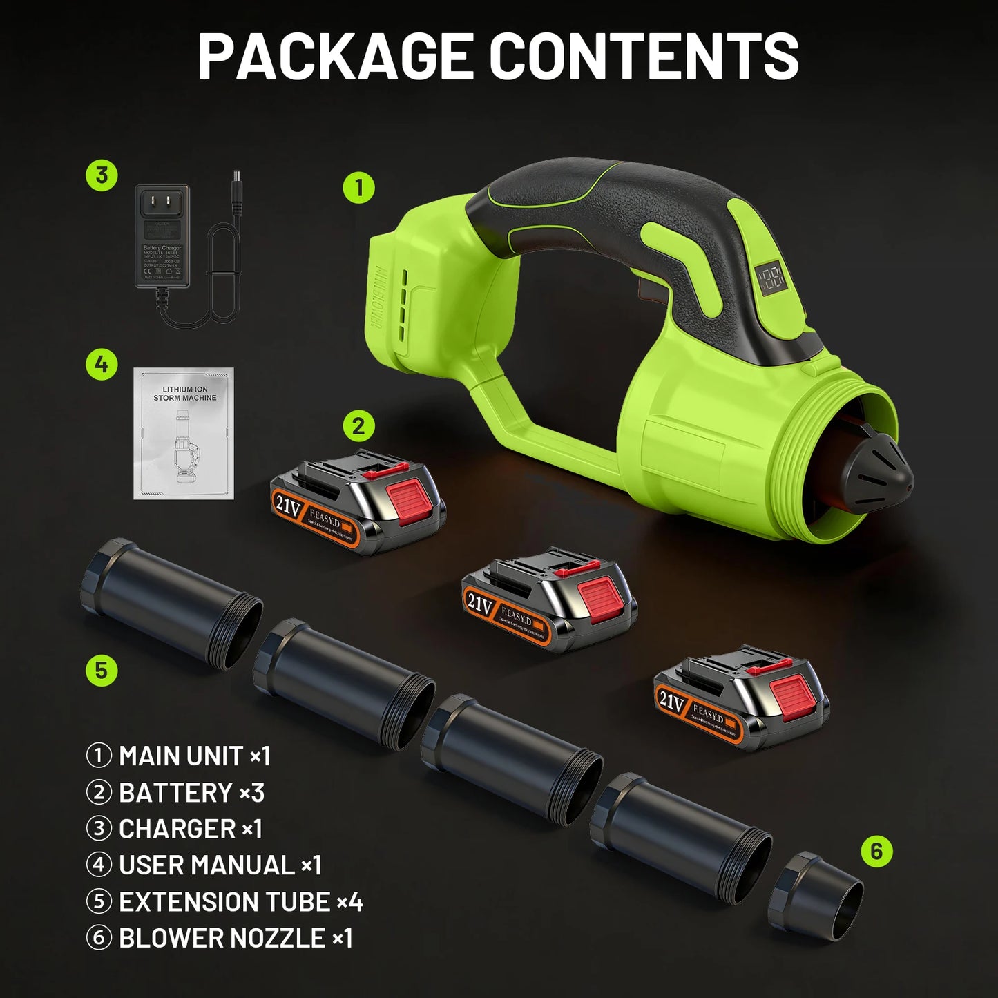 580CFM Cordless Leaf Blower Handheld 180MPH 30000 RPM
