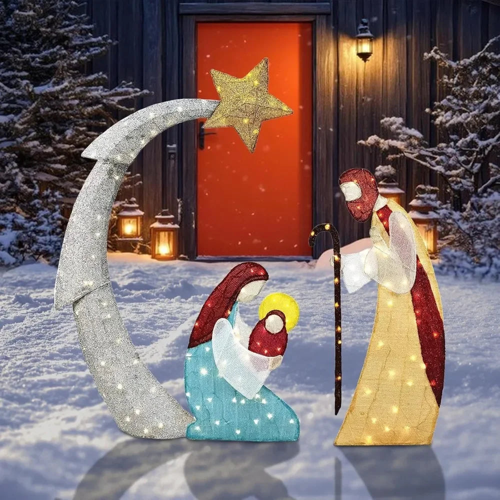 AEHOME 5.5FT Outdoor Lighted Nativity Scene Waterproof