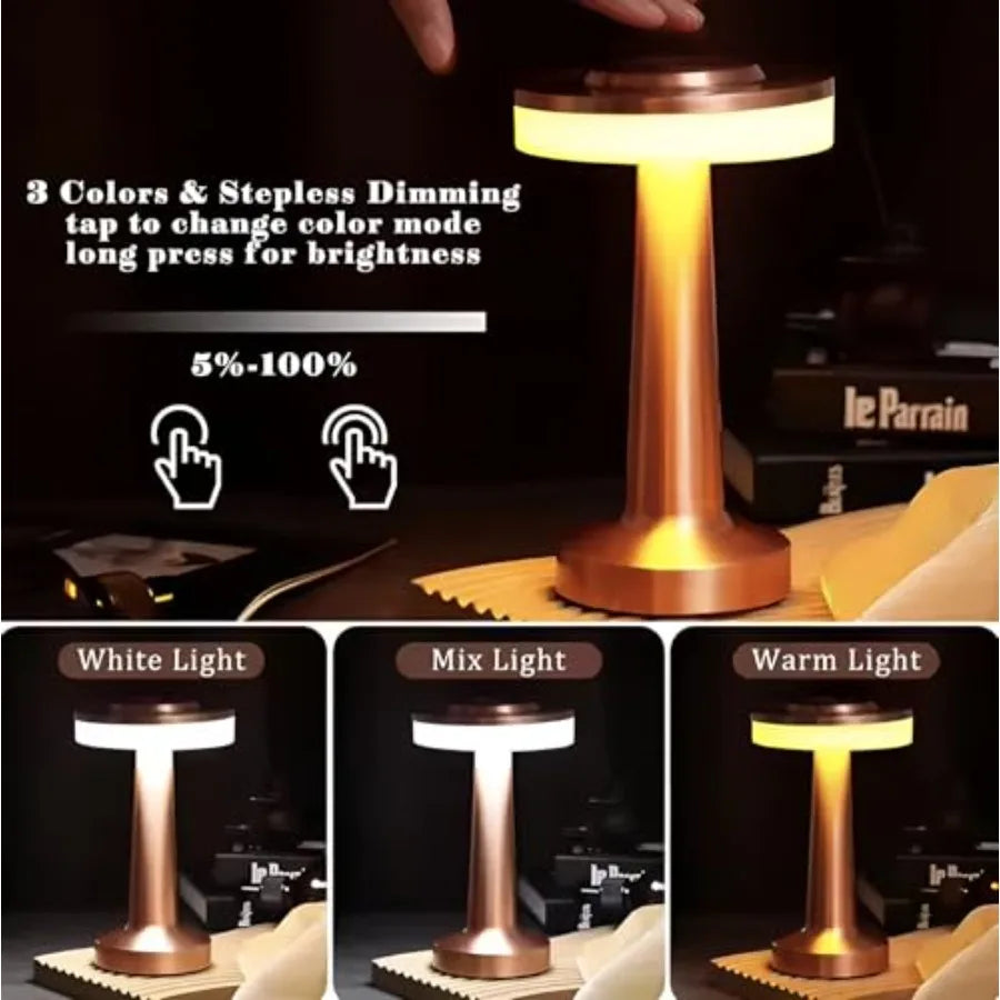 Modern Portable Table Lamp, Rechargeable Battery
