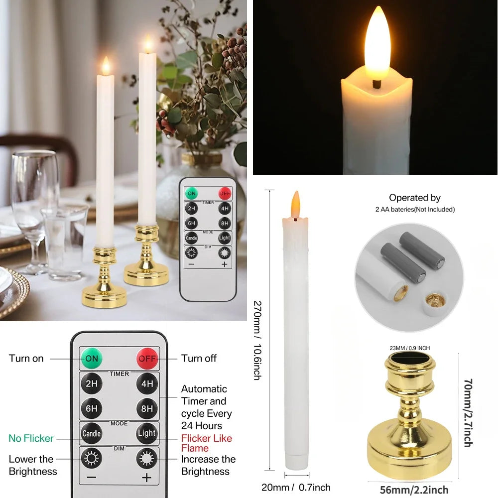 6Pcs Flameless Window Candles with Remote and Holder