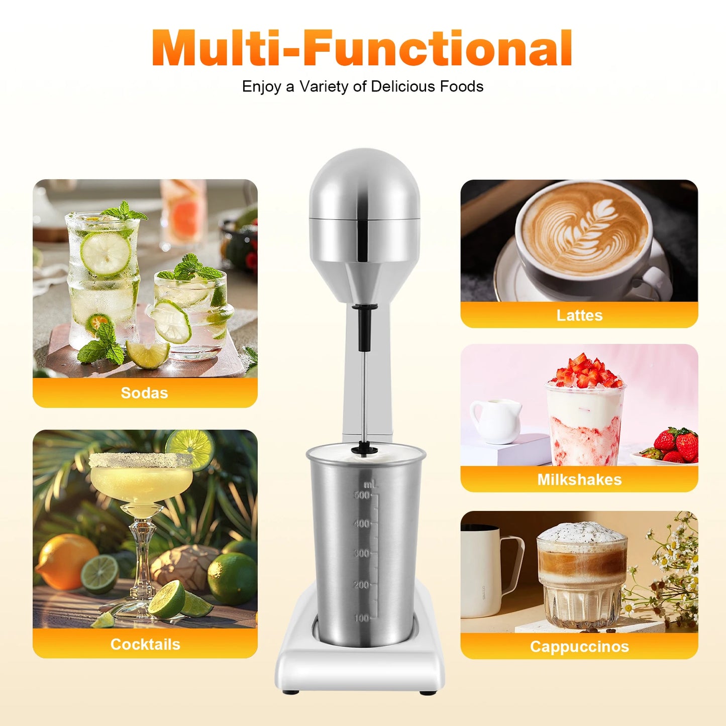 500ml Milkshake Maker for Home, Electric Milk Shake