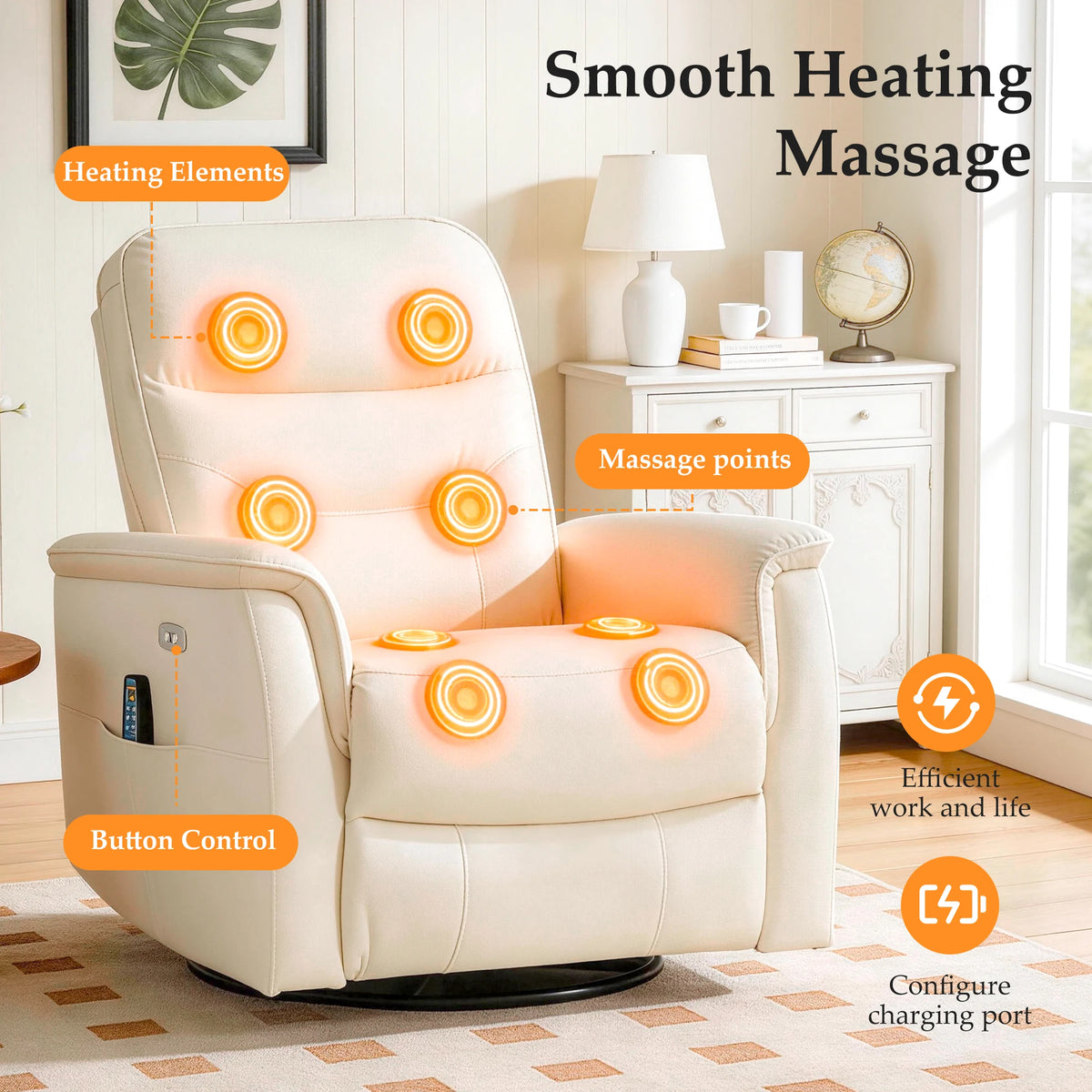 KERDOM PU Leather Power Lift Recliner Chair for Adults