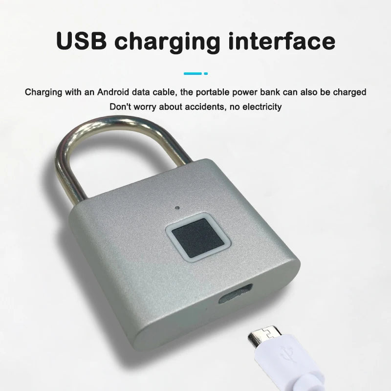 P2 fingerprint padlock, built-in rechargeable battery