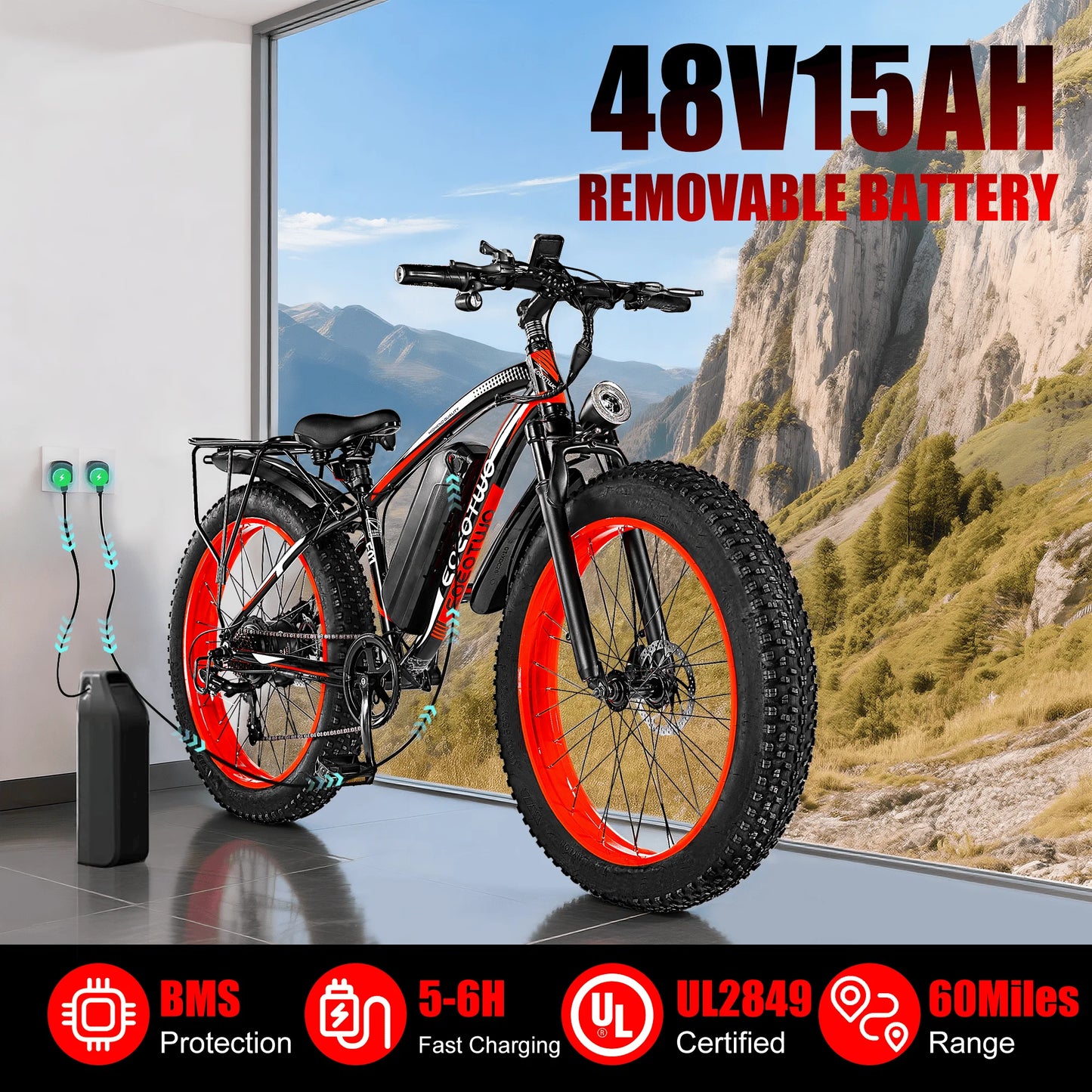 EOEOTWO 1500W Fat Tire Electric Bike for Adults