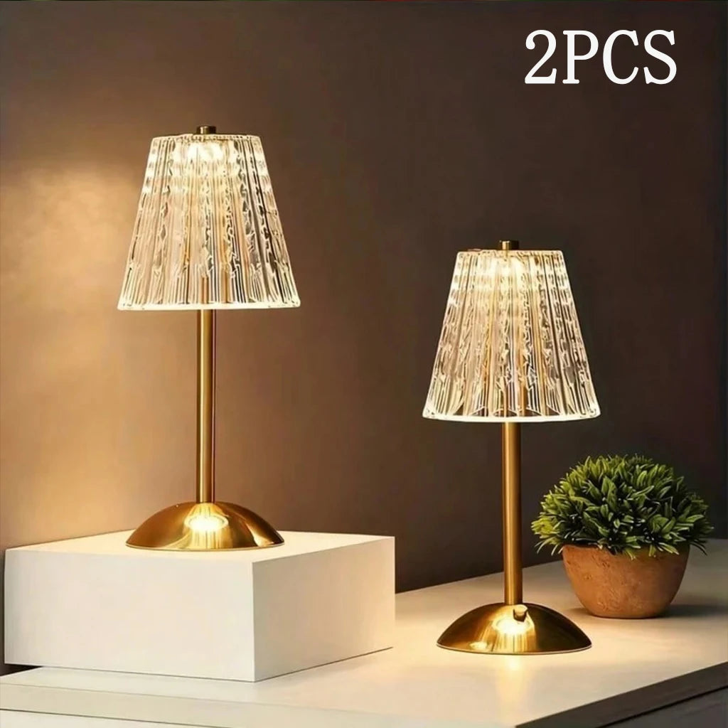 1/2 pcs Rechargeable Crystal Table Lamp with Touch Dimmable