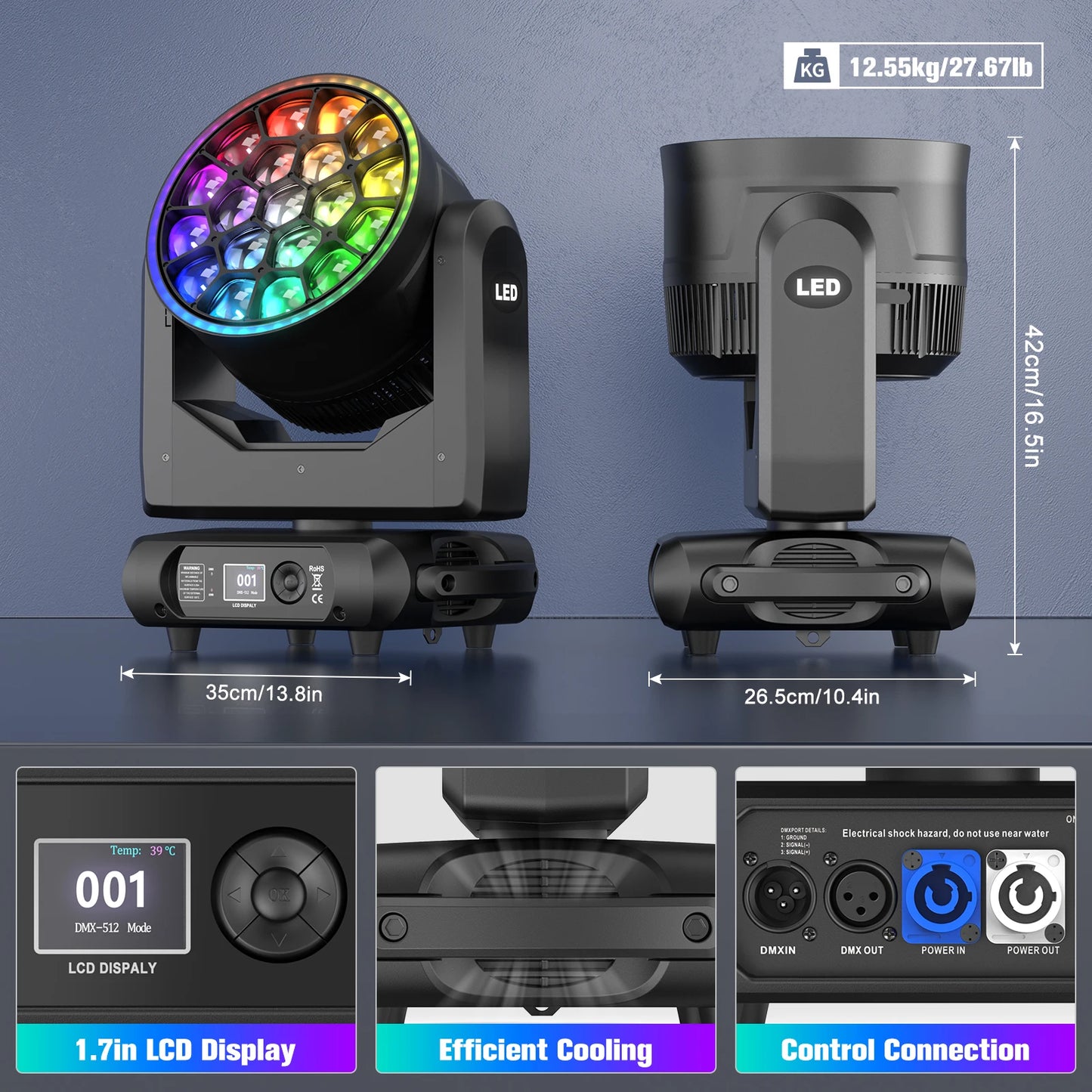 Somspot 19x15W RGBW LED Moving Head Light Beam