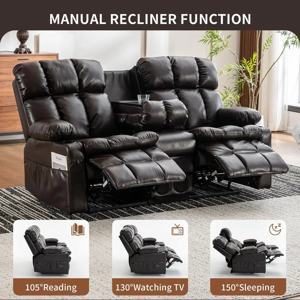 Recliner Sofa, RV Wall Hugger Recliners for Small Spaces, Reclining Loveseat Sofa Recliner with Cup Holders Lumbar Pillows, RV Fur