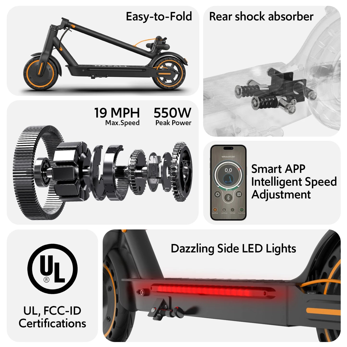 Osboo Electric Scooter for Adults, 550W Peak Motor
