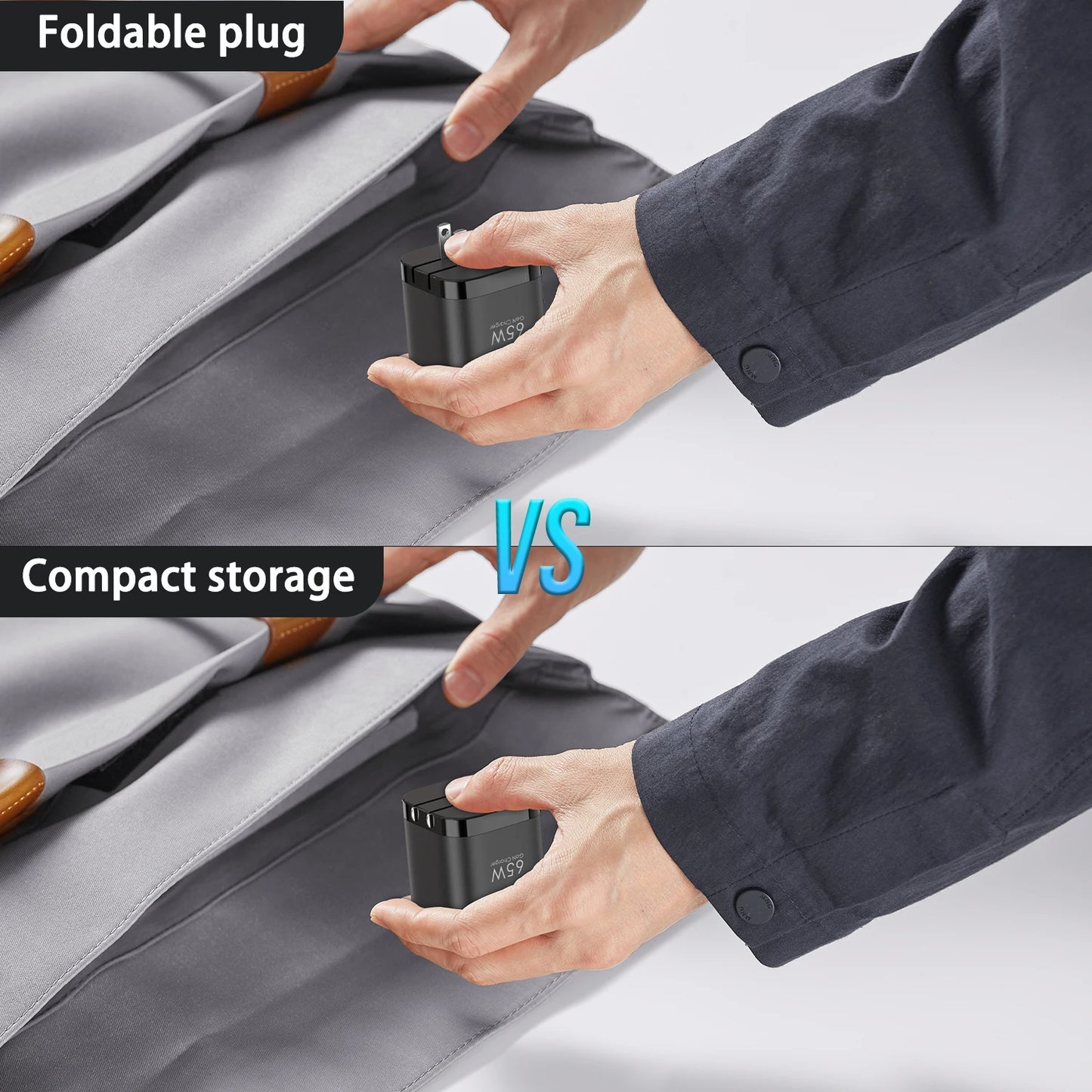 TOPADRE 65W GaN Fast Charger with Retractable Cable