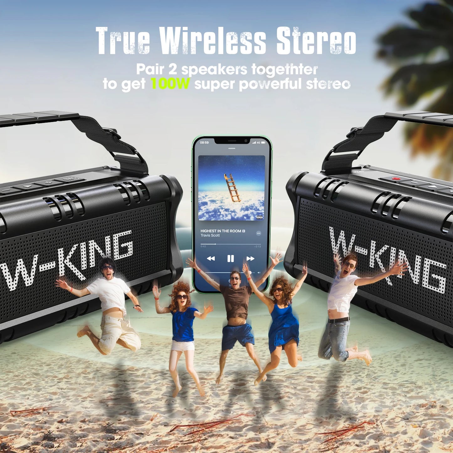 W-KING Bluetooth Speaker, 90W Peak 50W RMS