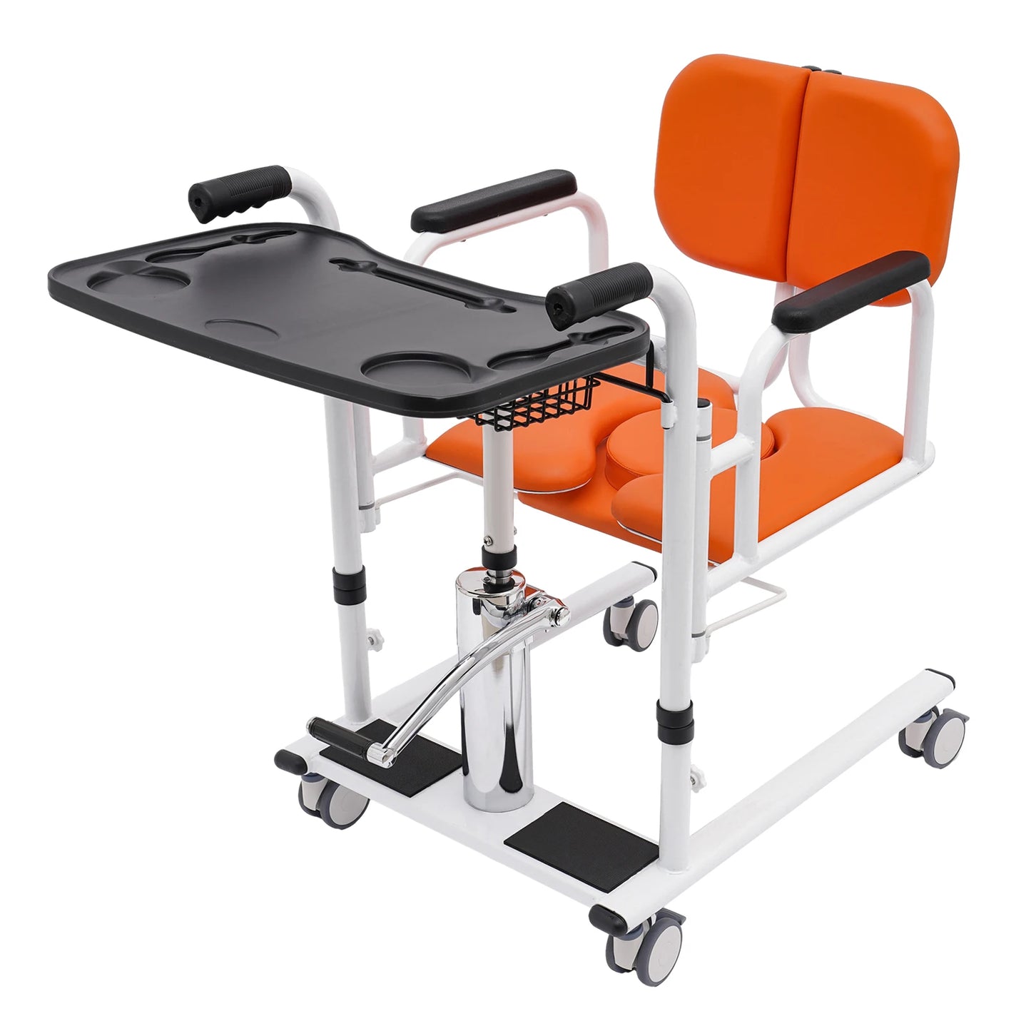 Hydraulic Patient Lift Portable Home Seamless Steel Transport Wheelchair