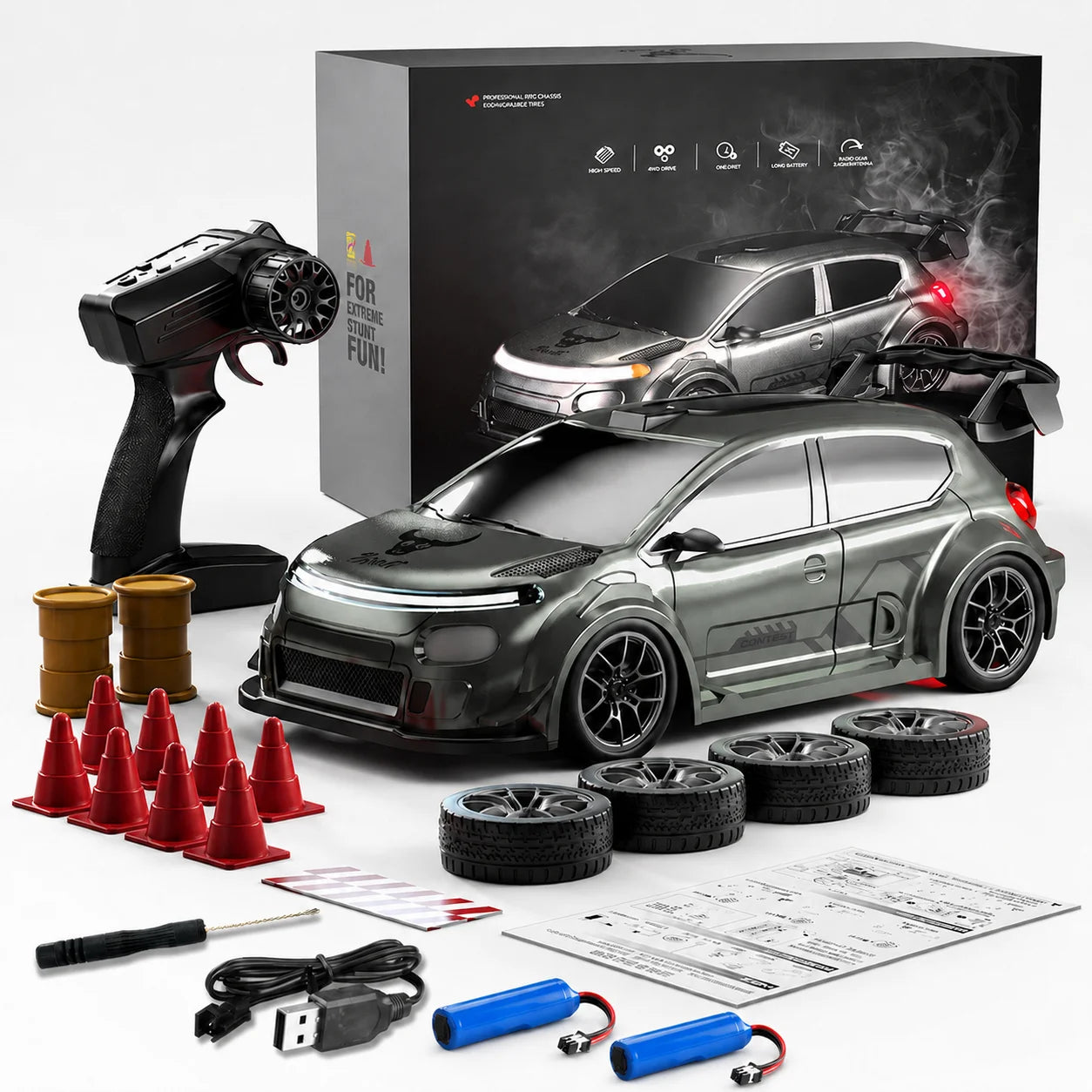 ZNLYRION SG718 1: 24 Scale 4WD RC Drift Car With Replaceable Racing Drift Tires