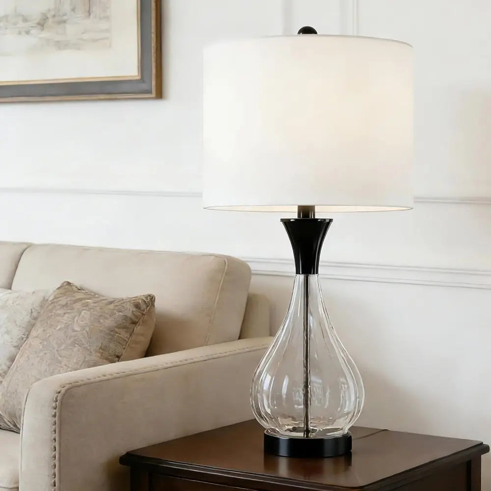 Farmhouse Glass Table Lamp for Living Room