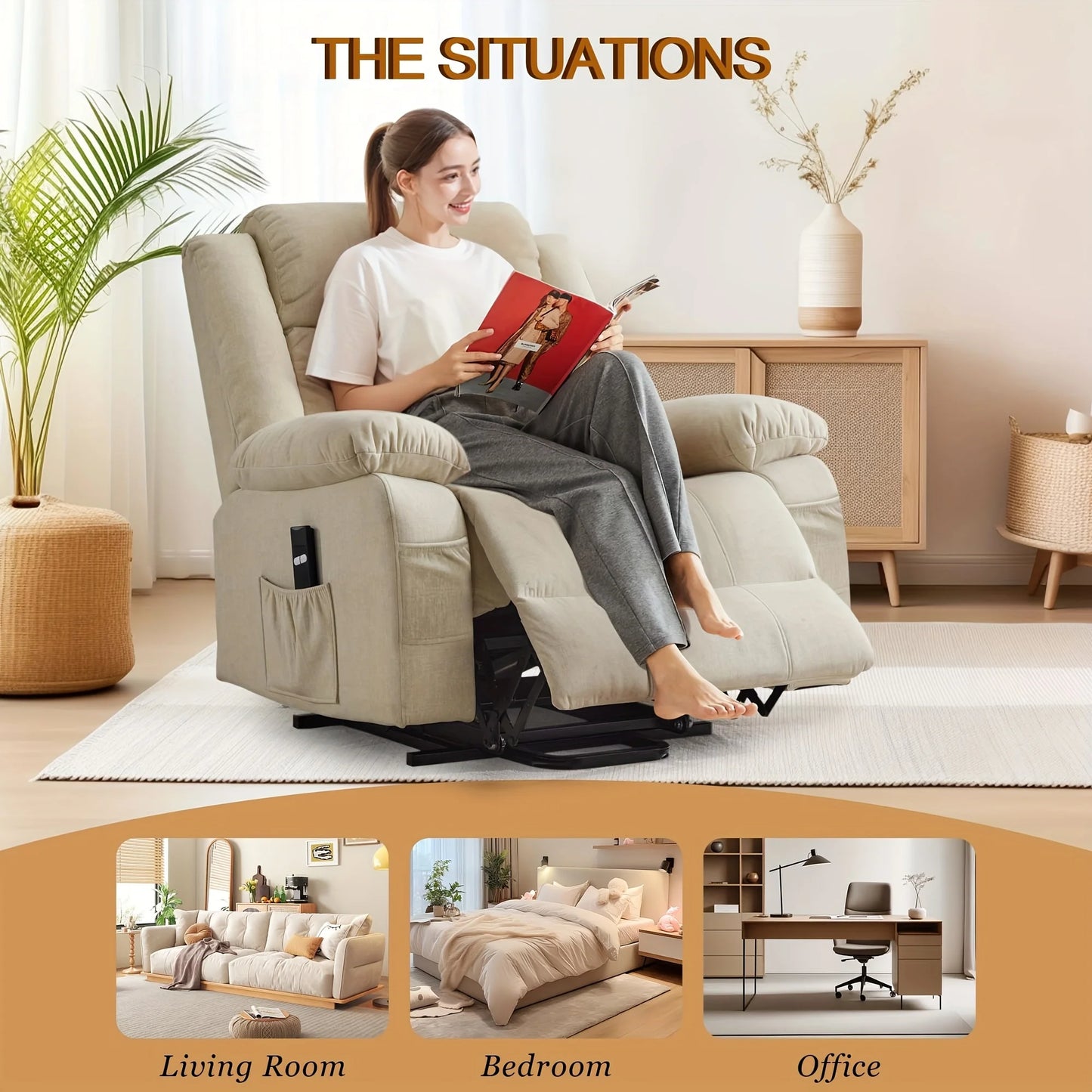 DOOTTOO Power Lift Recliner Chair – Wide Electric Reclining Sofa