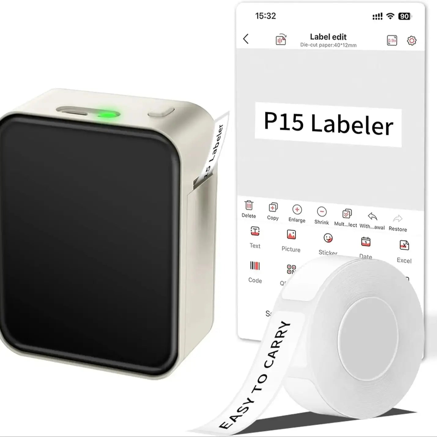 Marklife P15 Mini Portable Thermal Printer Self-Adhesive Label Maker