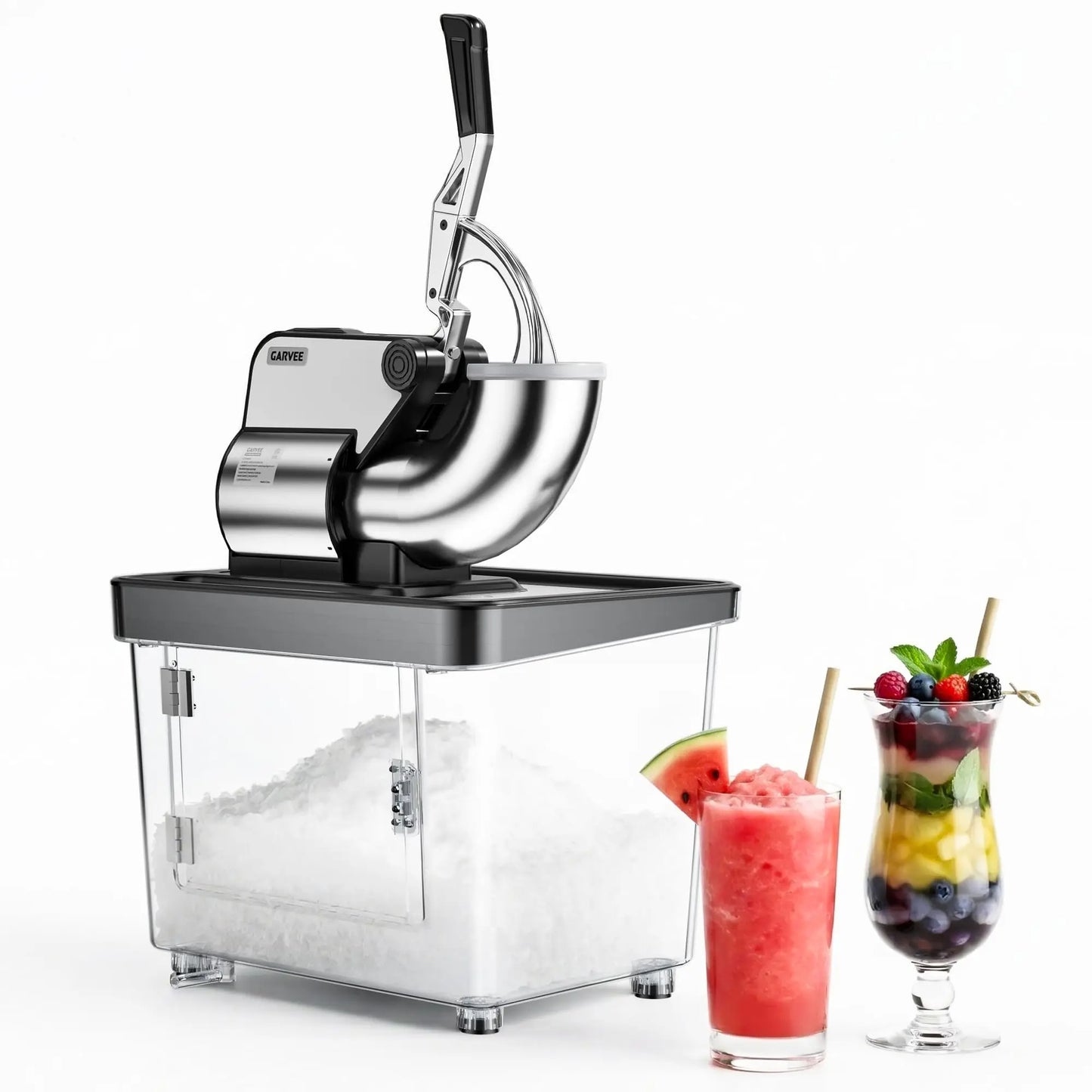 GARVEE 750LBS/H Commercial Ice Shaver Crusher, 4 Stainless Steel Blades