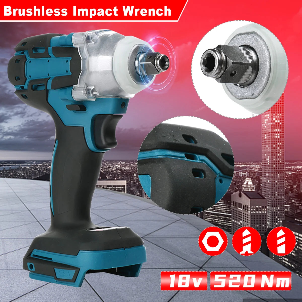 Magnitt 1/2"  520NM Brushless Cordless Electric Impact Wrench
