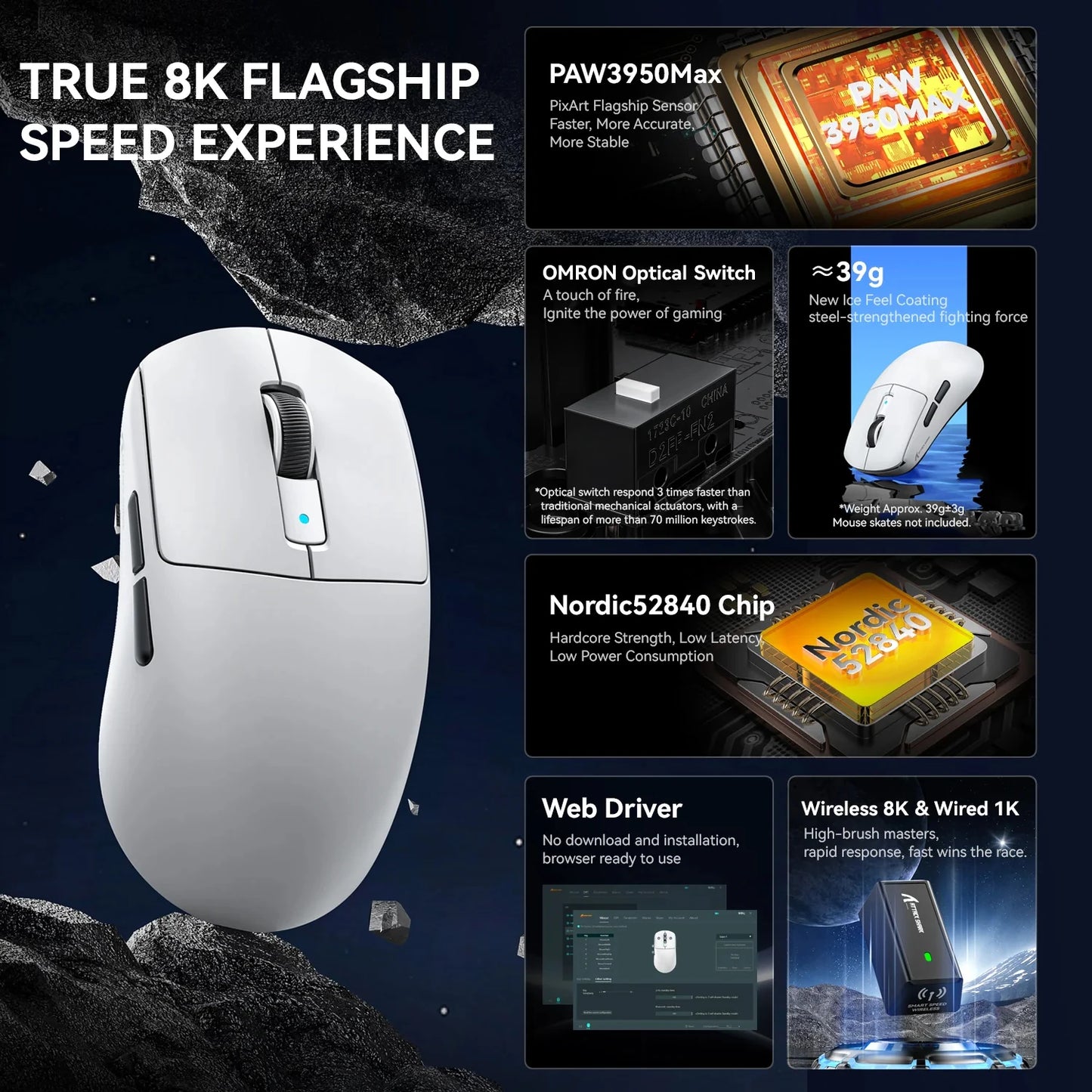 Attack Shark R6 Lightweight Wireless Gaming Mouse