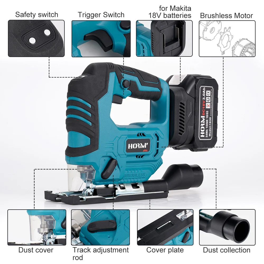 HORM Brushless Electric Jig Saw Cordless