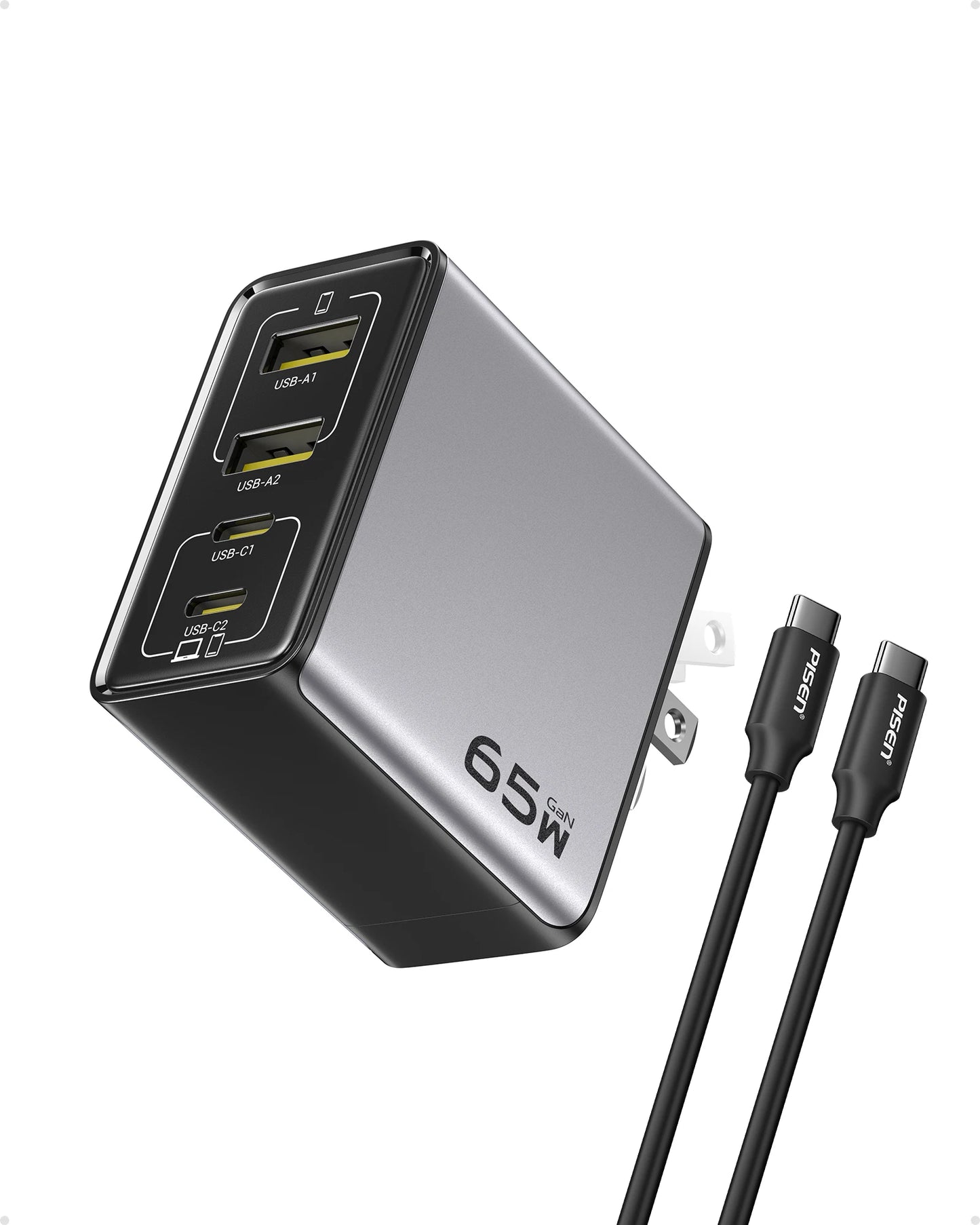 PISEN 65W 4-Port GaN Charger w/ 4FT C-C Cable