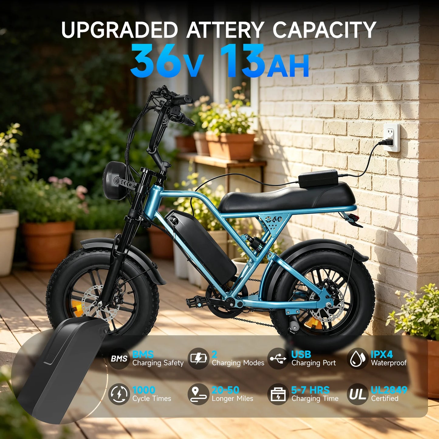 500W Mountain Ebike 36V 13Ah Lithium Battery