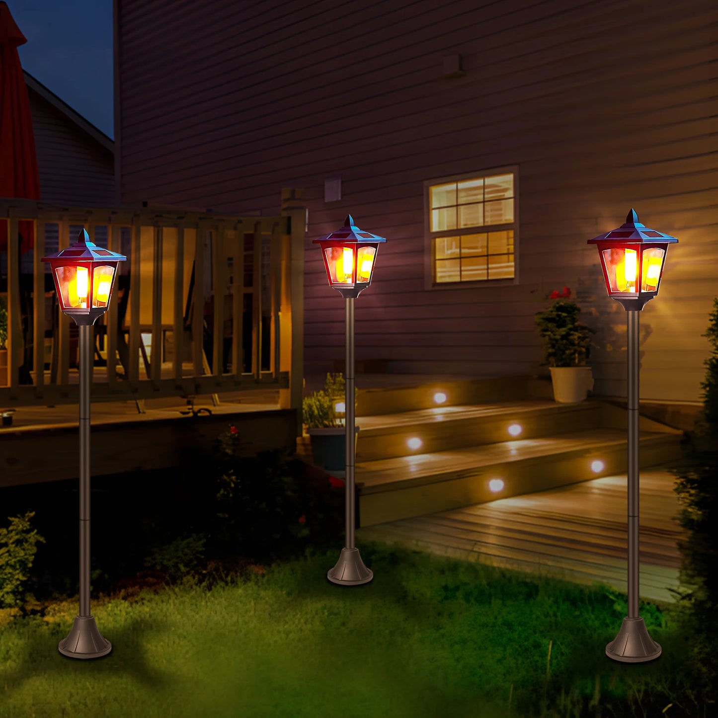2 pack 40 Inches Mini Solar Torches Flame, Solar Torch Lights