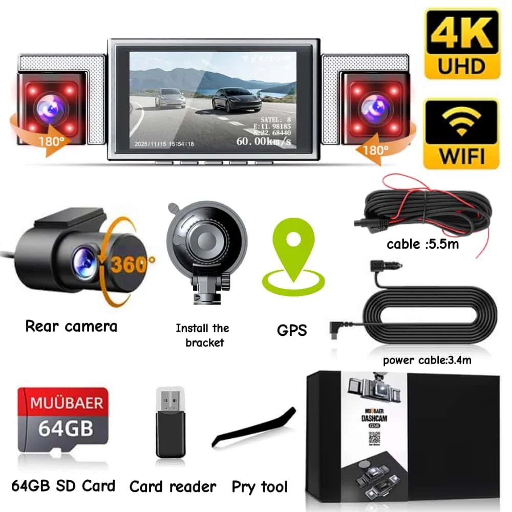 MUÜBAER 4K 360° 4-Channel Dash Cam