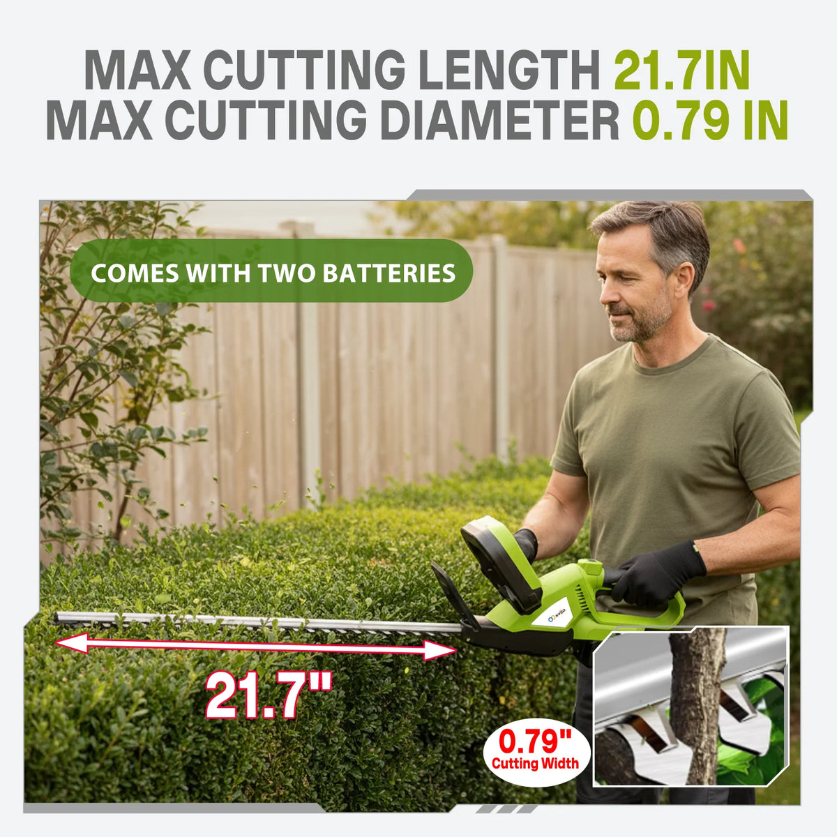 XYSD Cordless Hedge Trimmer, 20 in Electric Hedge Trimmer