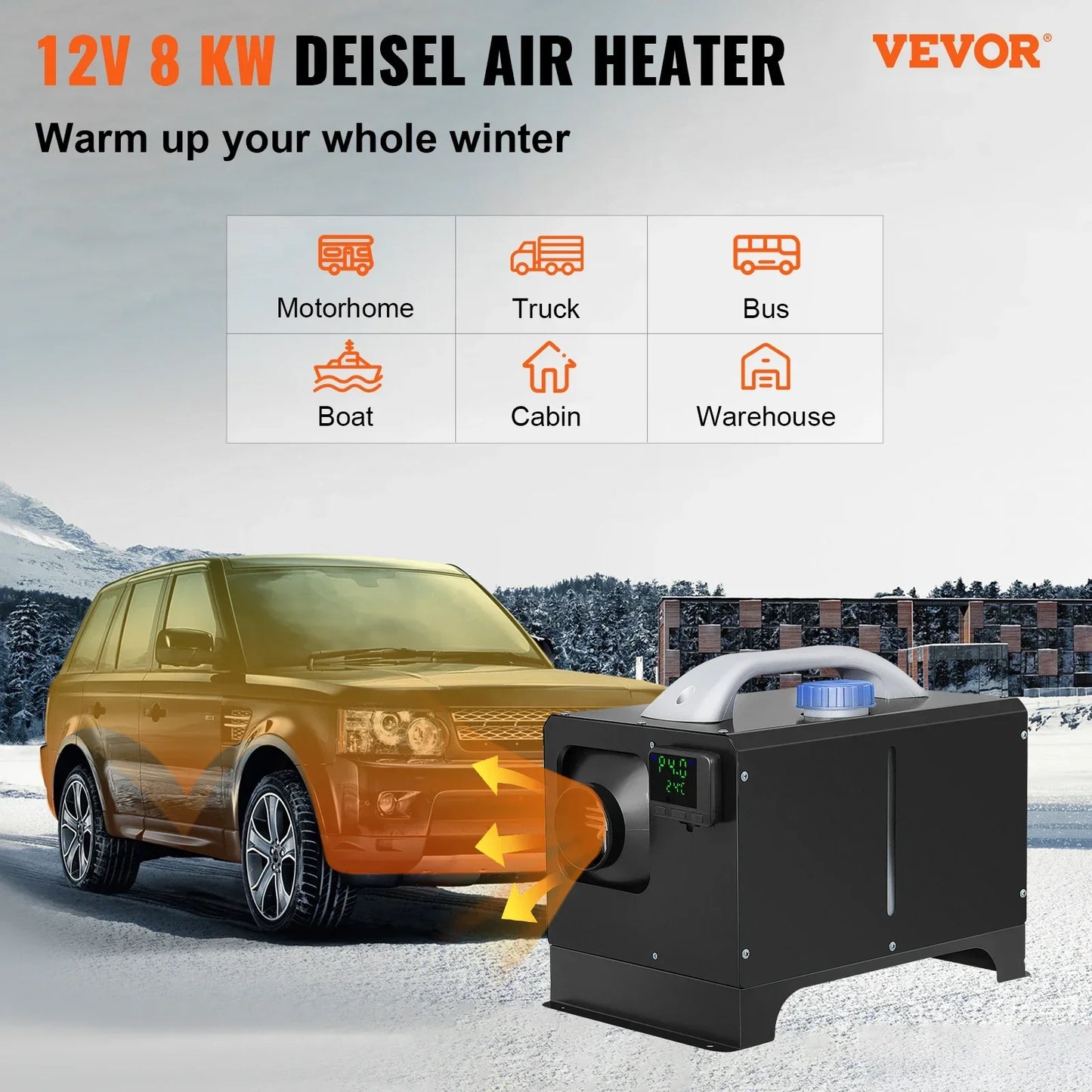 VEVOR 3 / 5 / 8KW 12V Diesel Air Heater All in One Mini Heater