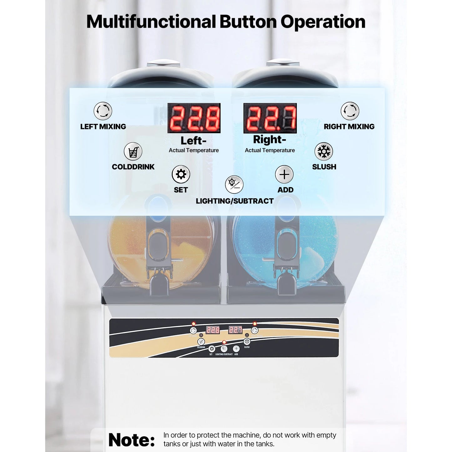 SucceBuy Commercial Frozen Drink Maker 15Lx2 Double Tank Slushy Machine