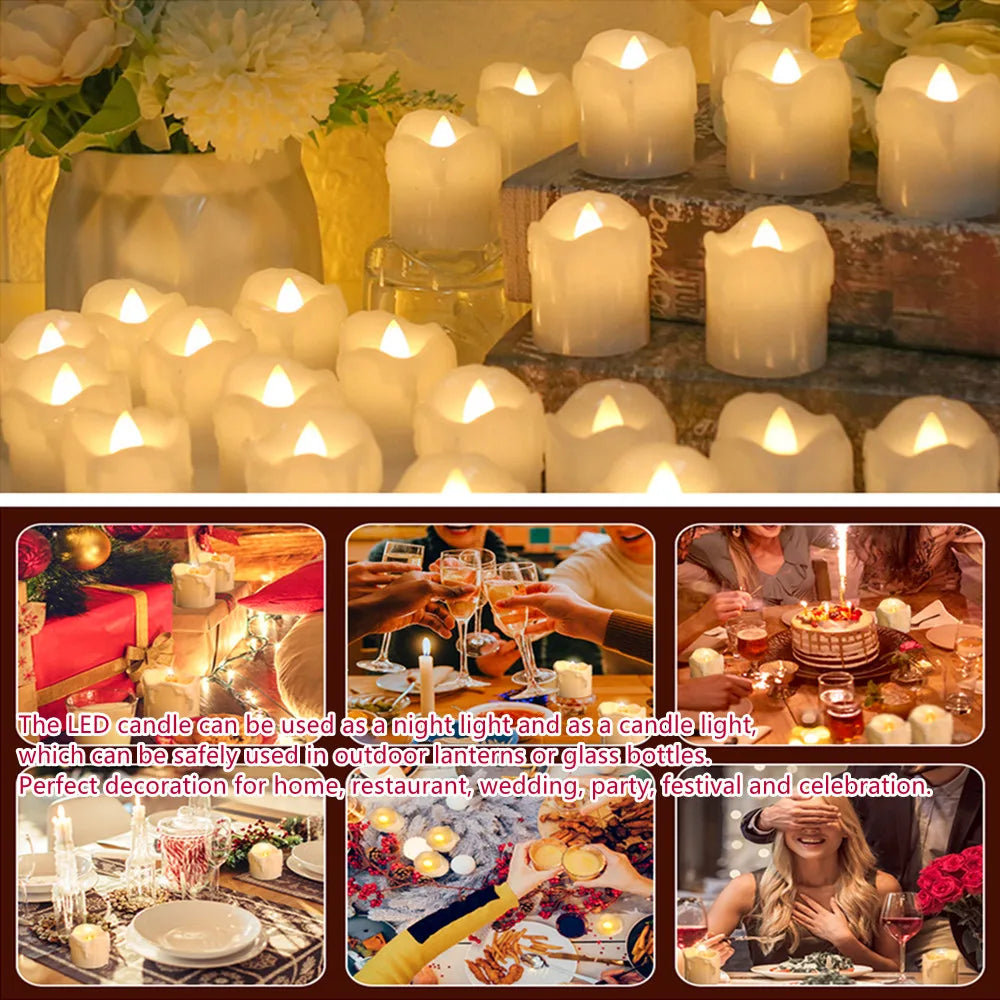 Yeahmart 12/24Pcs Flickering LED Candles Electric Flameless