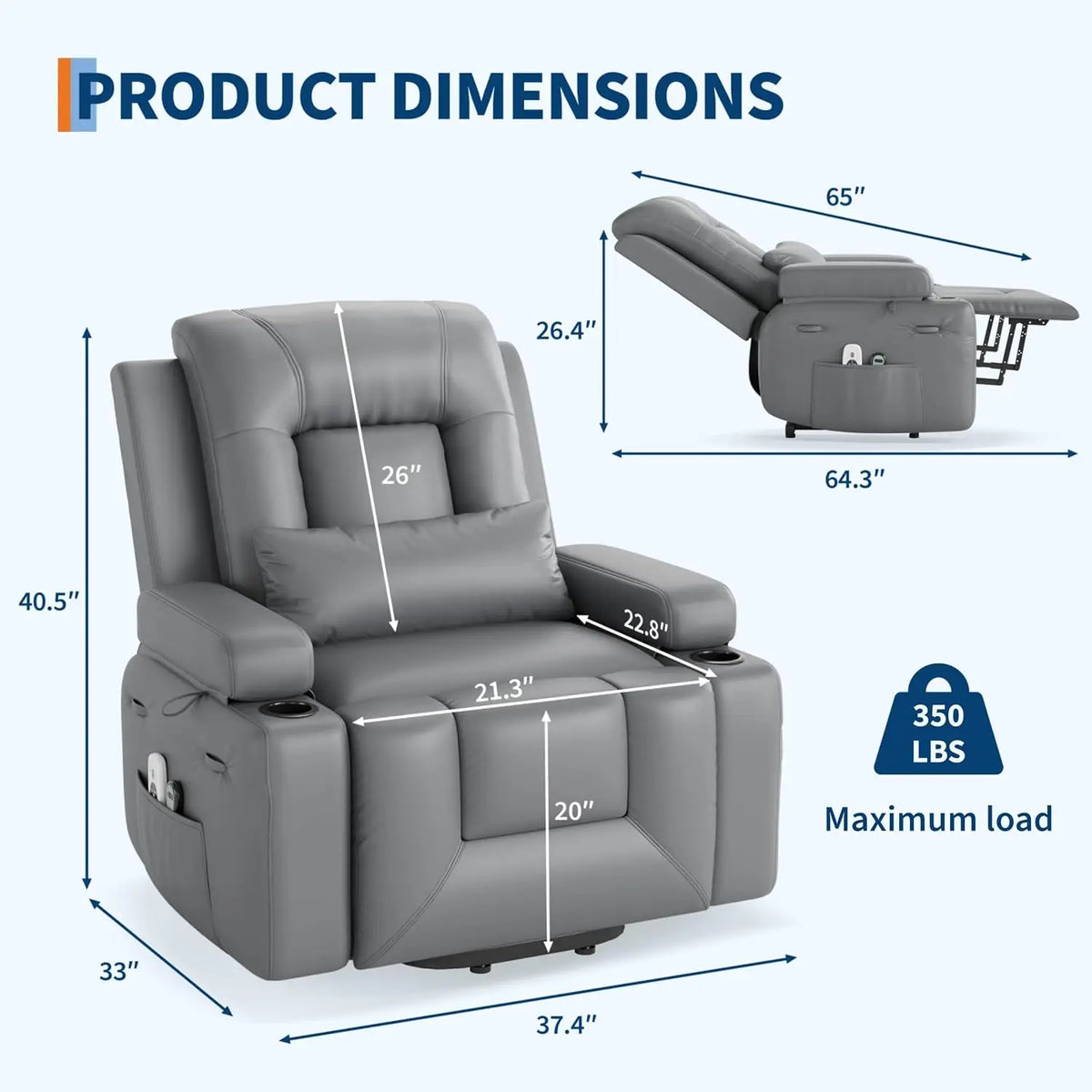 TWISTER.CK Power Lift Recliner Chair with Heat & Massage