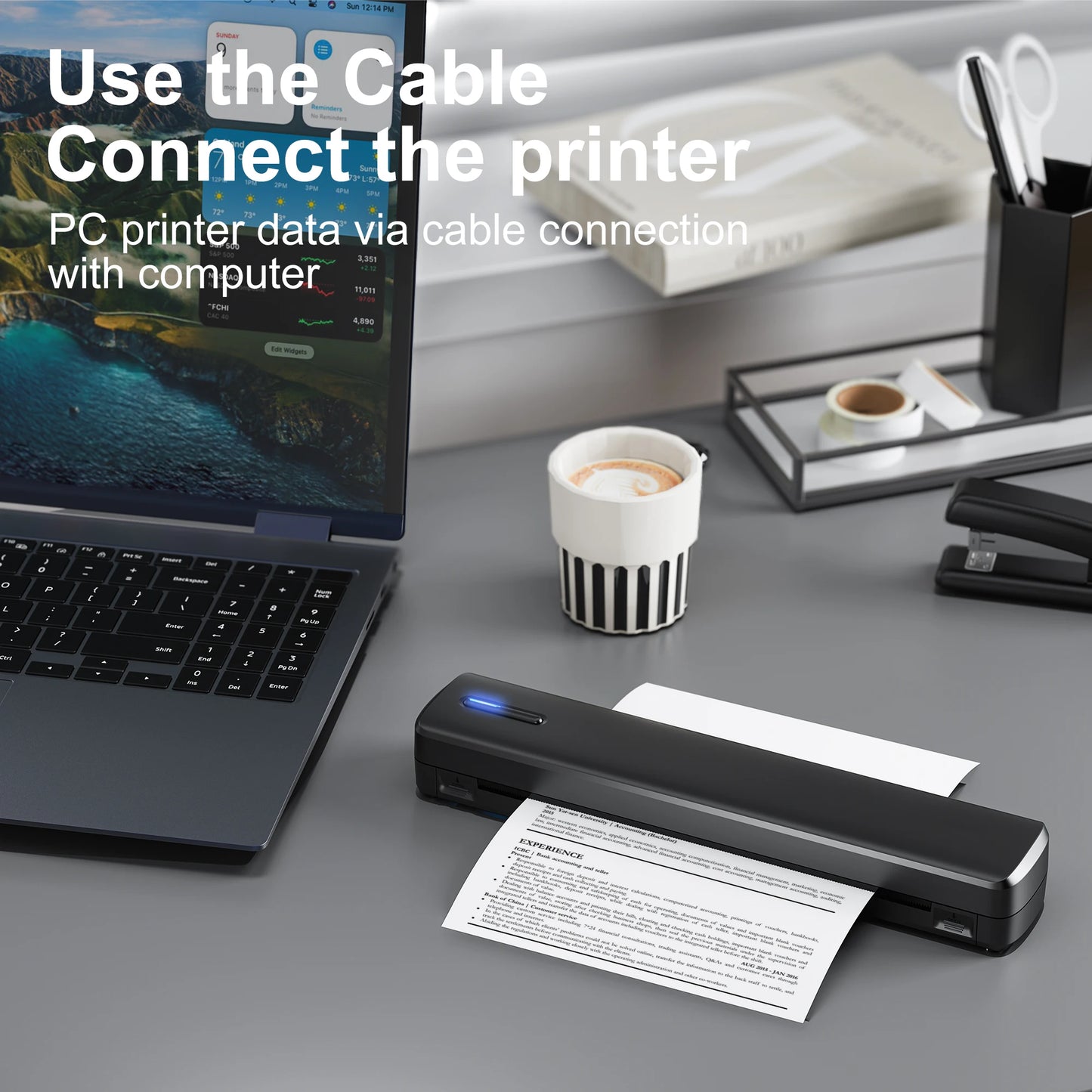 POLONO A4 Portable Inkless Thermal Printer with 20sheets thermal paper