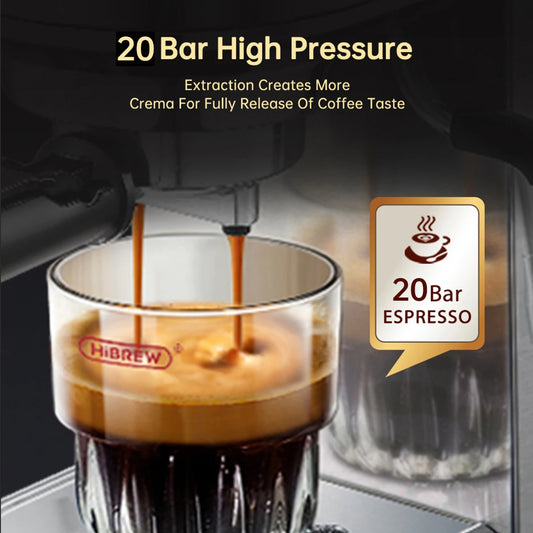 HiBREW Coffee Maker Cafetera 20 Bar Inox Semi Automatic Super Slim