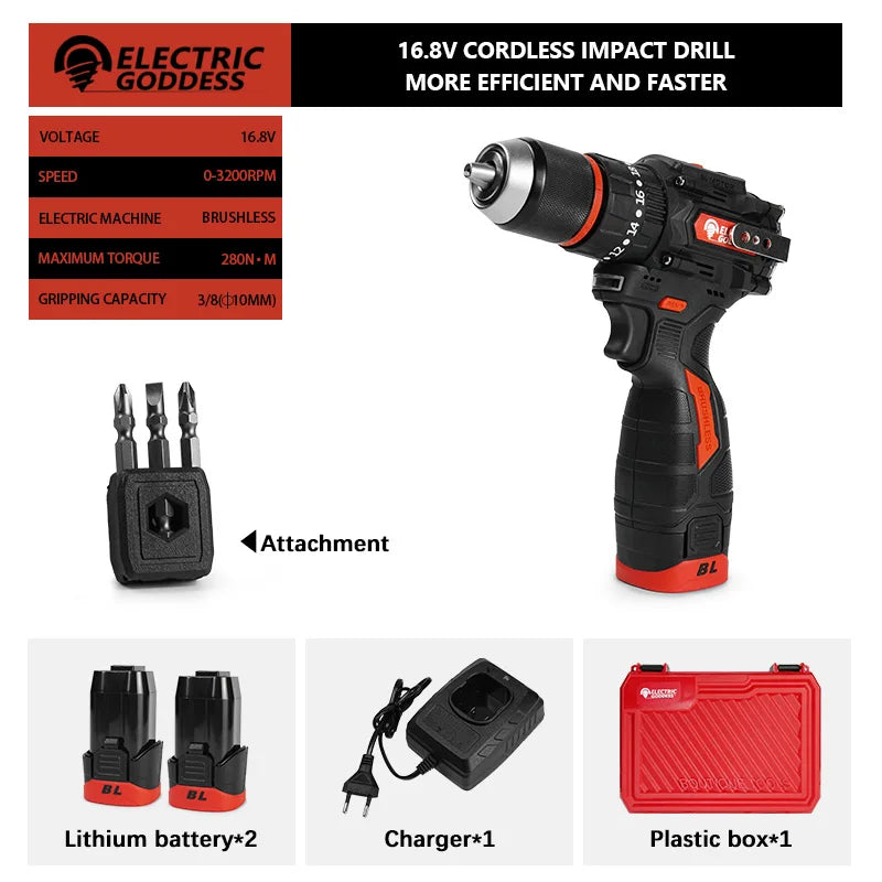 ELECTRIC GODDESS 10mm Brushless Electric Drill Tapping
