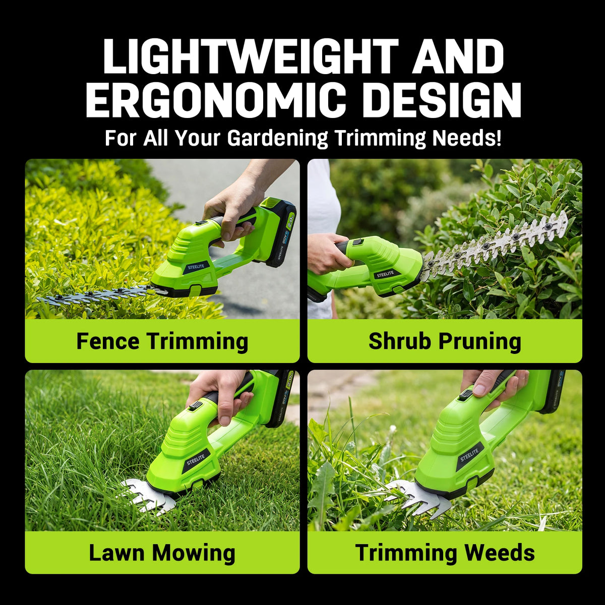 Deli 20V Cordless Hedge Trimmer 5 Inch Shear 9"