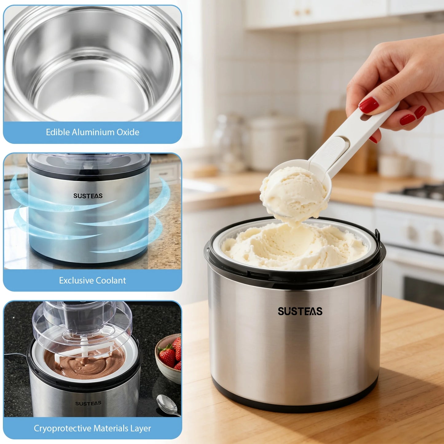 SUSTEAS 2-liter Large-capacity Electric Ice Cream Maker
