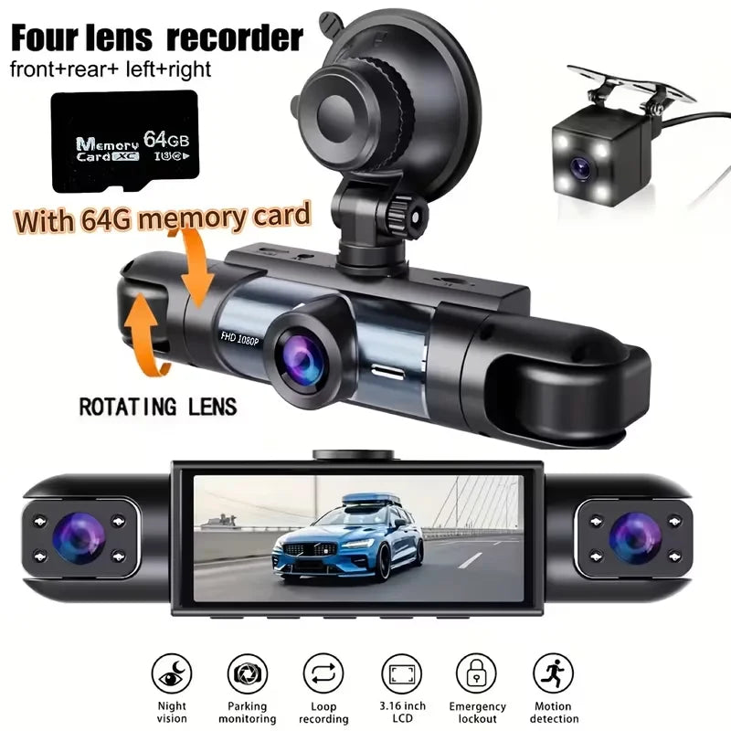 Baideluo Dash Cam Vehicle DVR video recorder 4 cameras