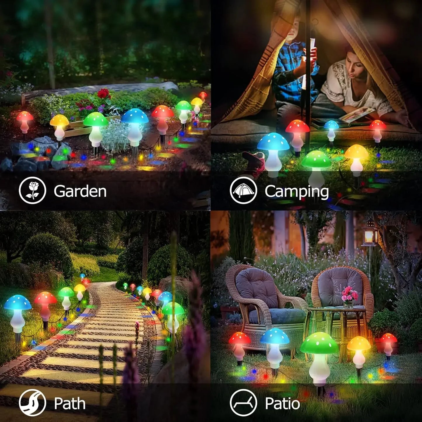 8pcs/set Outdoor Mushroom Solar Garden Lights 50 LED
