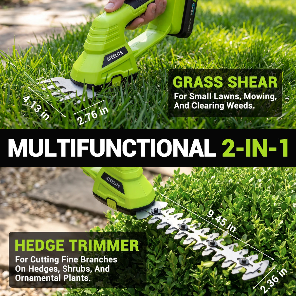 Deli 20V Cordless Hedge Trimmer 5 Inch Shear 9"